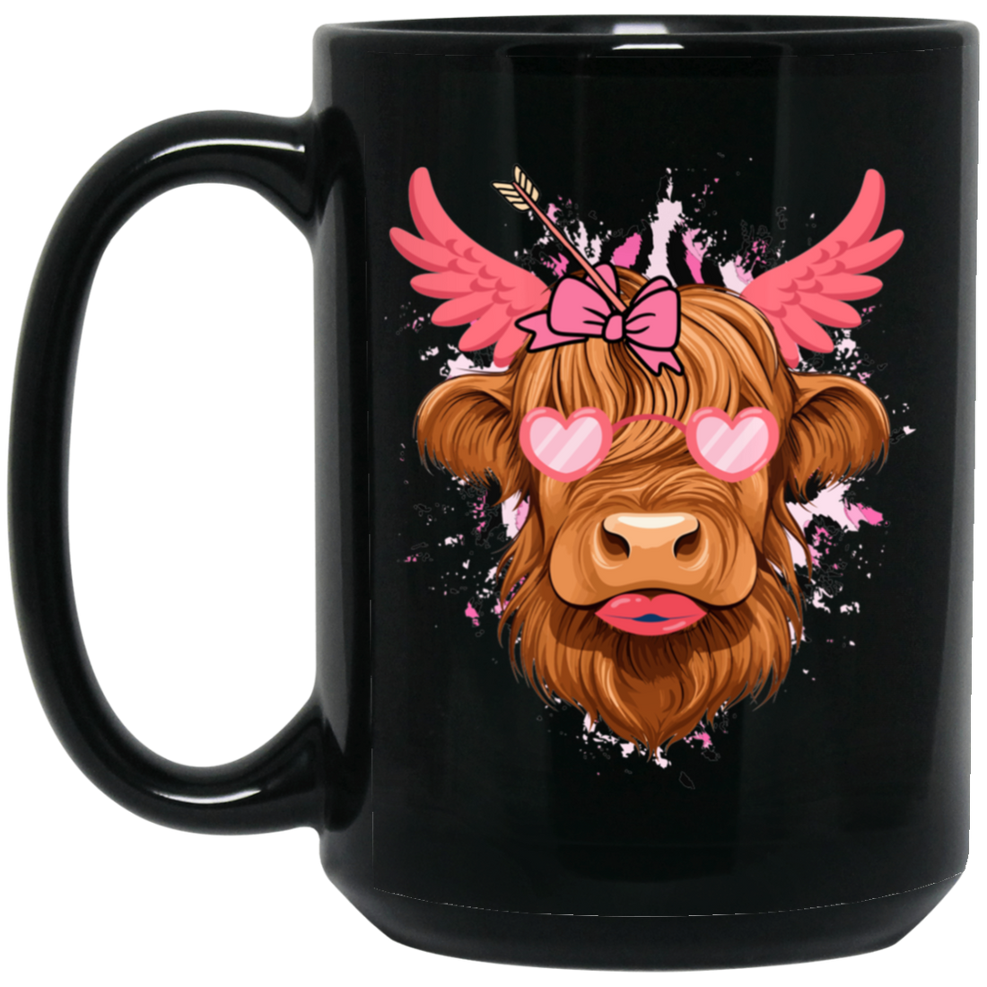 Love Cow, Cute Cow, Valentine Cow, Cow Lover Black Mug