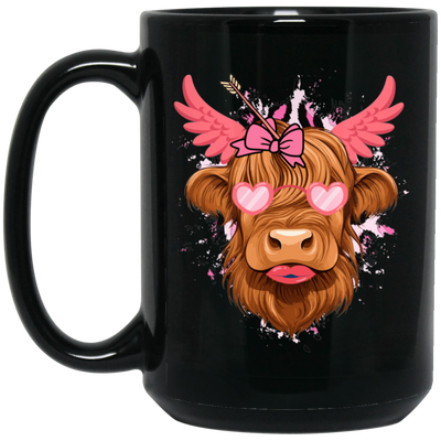 Love Cow, Cute Cow, Valentine Cow, Cow Lover Black Mug