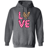 Love Heart Design, Leopard Pattern, Valentine's Day Pullover Hoodie