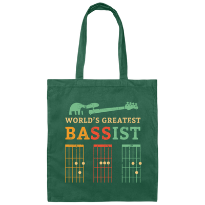 Retro Bassist Dad, Guitar Dad Gift, Love Music, Best Of Music Canvas Tote Bag