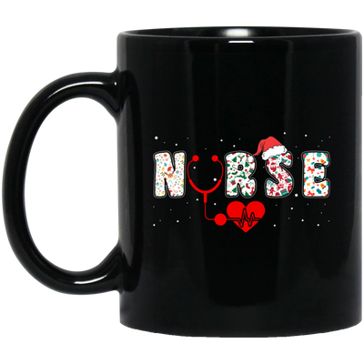 Nurse Christmas, Love Nurse, Love Christmas, Xmas Pattern Black Mug