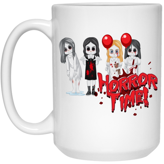 Horror Time, Horror Nigth, Happy Halloween, Cute Ghost White Mug