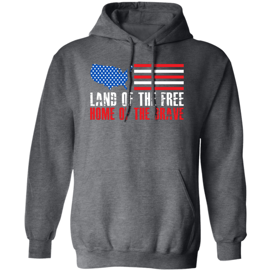 Land Of The Free Home Of The Brave, American Flag Pullover Hoodie