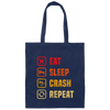 Retro Eat Sleep Crash Repeat - Mountain Biking Canvas Tote Bag