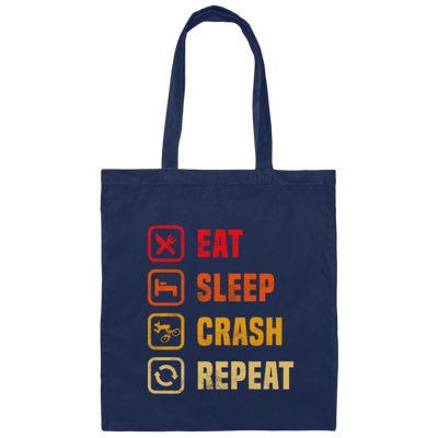 Retro Eat Sleep Crash Repeat - Mountain Biking Canvas Tote Bag