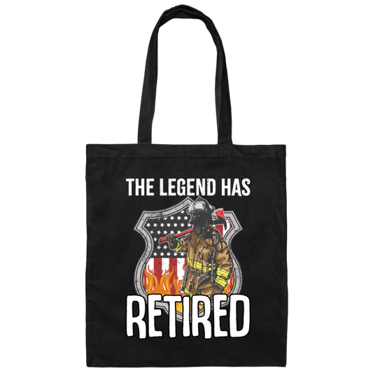 The Legend Has Retired Firefighter Retirement Gift Canvas Tote Bag