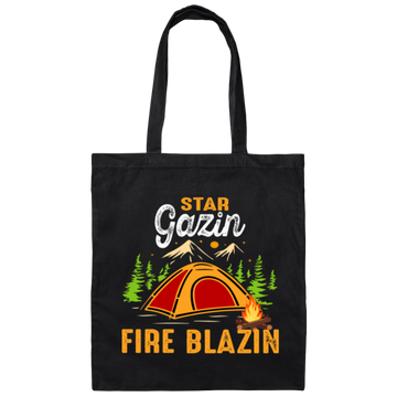 Funny Camping, Happy Camper And Start Gazin Canvas Tote Bag