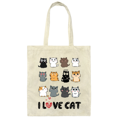 I Love Cat, Cute Cats, Funny Cats, My Love Cat Canvas Tote Bag