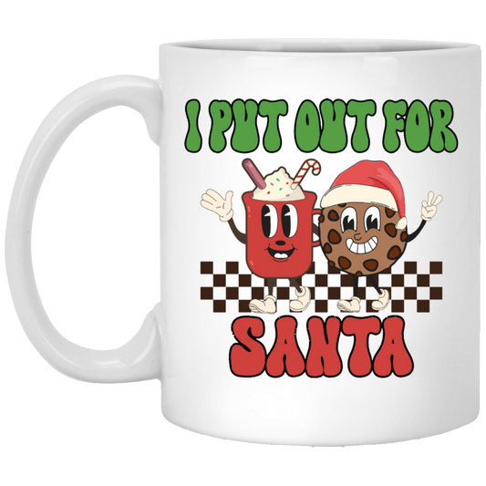 I Put Out For Santa, Love Santa, Groovy Santa, Xmas White Mug