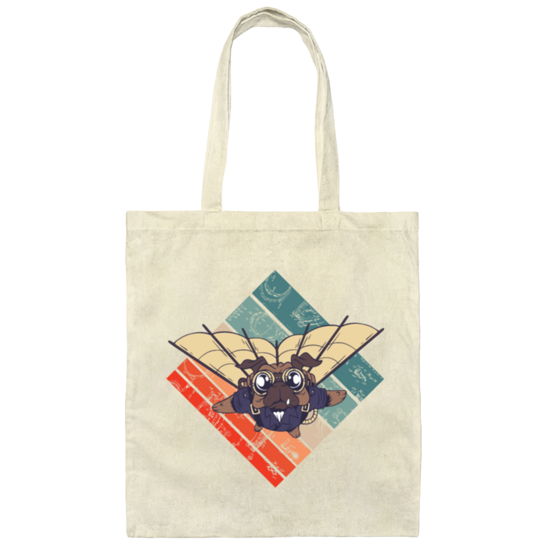 Vintage Steampunk Flying Chevalier Dog Funny Canvas Tote Bag