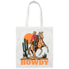 Howdy Cowboy, Cowboy In Desert, Cowboy With Horse Canvas Tote Bag