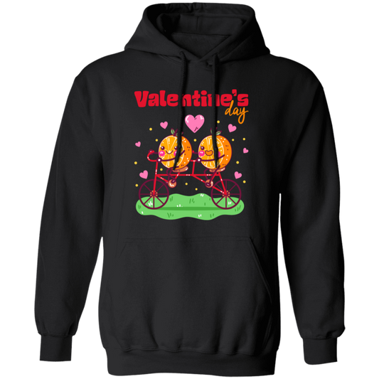 Valentine's Day, Trendy Valentine, Orange Couple, Orange Ride A Bike Pullover Hoodie