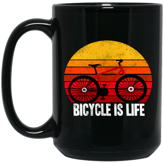 Bicycle Is Life, Ride A Bike, Retro Tone, Classic Style, Love Bike Black Mug