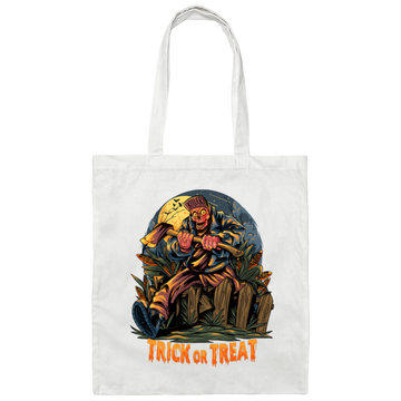 Trick Or Treat, Man Hold Axe, Halloween Night Canvas Tote Bag