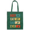 Retro Best Cat Dad Ever Cat Lovers Cat Dad Canvas Tote Bag