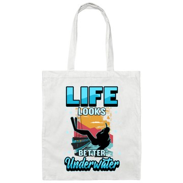 Diving Underwater Deep Sea Diving Fish Ocean Canvas Tote Bag