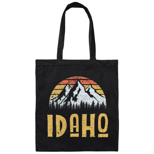 Vintage Retro Idaho Us Mountain State, Vintage Idaho Mountain Canvas Tote Bag