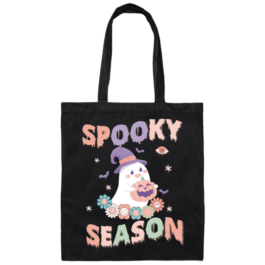 Spooky Season, Happy Halloween, Cute Boo Canvas Tote Bag