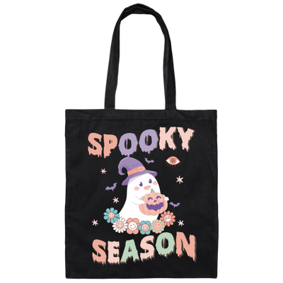 Spooky Season, Happy Halloween, Cute Boo Canvas Tote Bag
