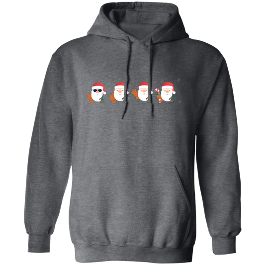 Funny Santa, Mini Santa Face, Merry Christmas, Trendy Christmas Pullover Hoodie