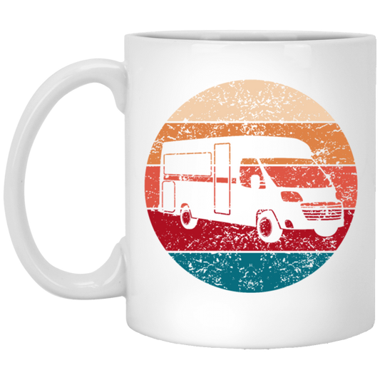 Camper Retro, Camping Vintage, Sun Gift For Camping Lover, Like To Camp White Mug