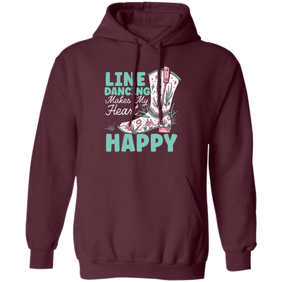 Cowboy Gift, Line Dancing Makes My Heart Happy Vintage Pullover Hoodie