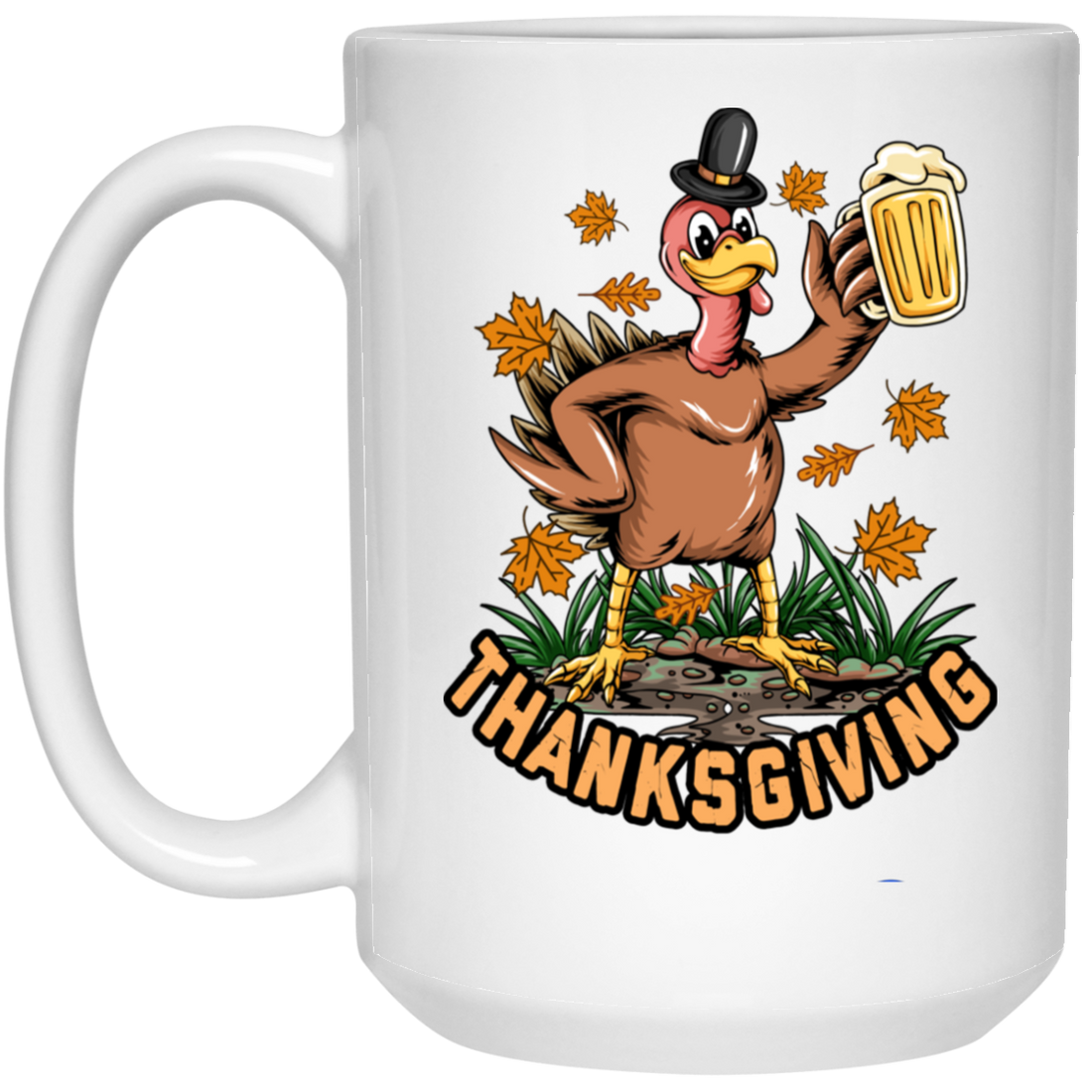 Turkey With Beer, Thanksgiving's Day, Thankful With Beer White Mug