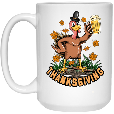 Turkey With Beer, Thanksgiving's Day, Thankful With Beer White Mug