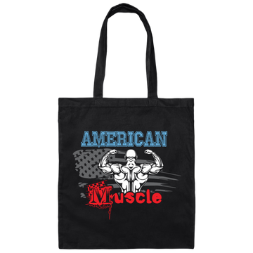 American Muscle, American Fitness, Muscle Silhouette Canvas Tote Bag