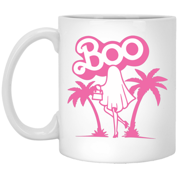 Maliboo, Ghost Boo, Ghost Pink, Pinky Ghost, Woman Boo White Mug