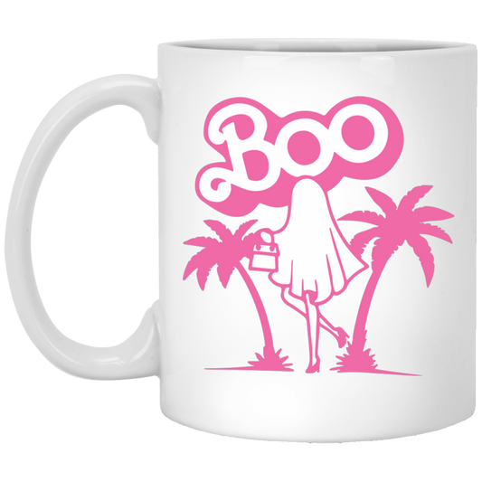 Maliboo, Ghost Boo, Ghost Pink, Pinky Ghost, Woman Boo White Mug