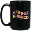 Retro Happy Face, Choose Kindness, Men Women Positive Black Mug