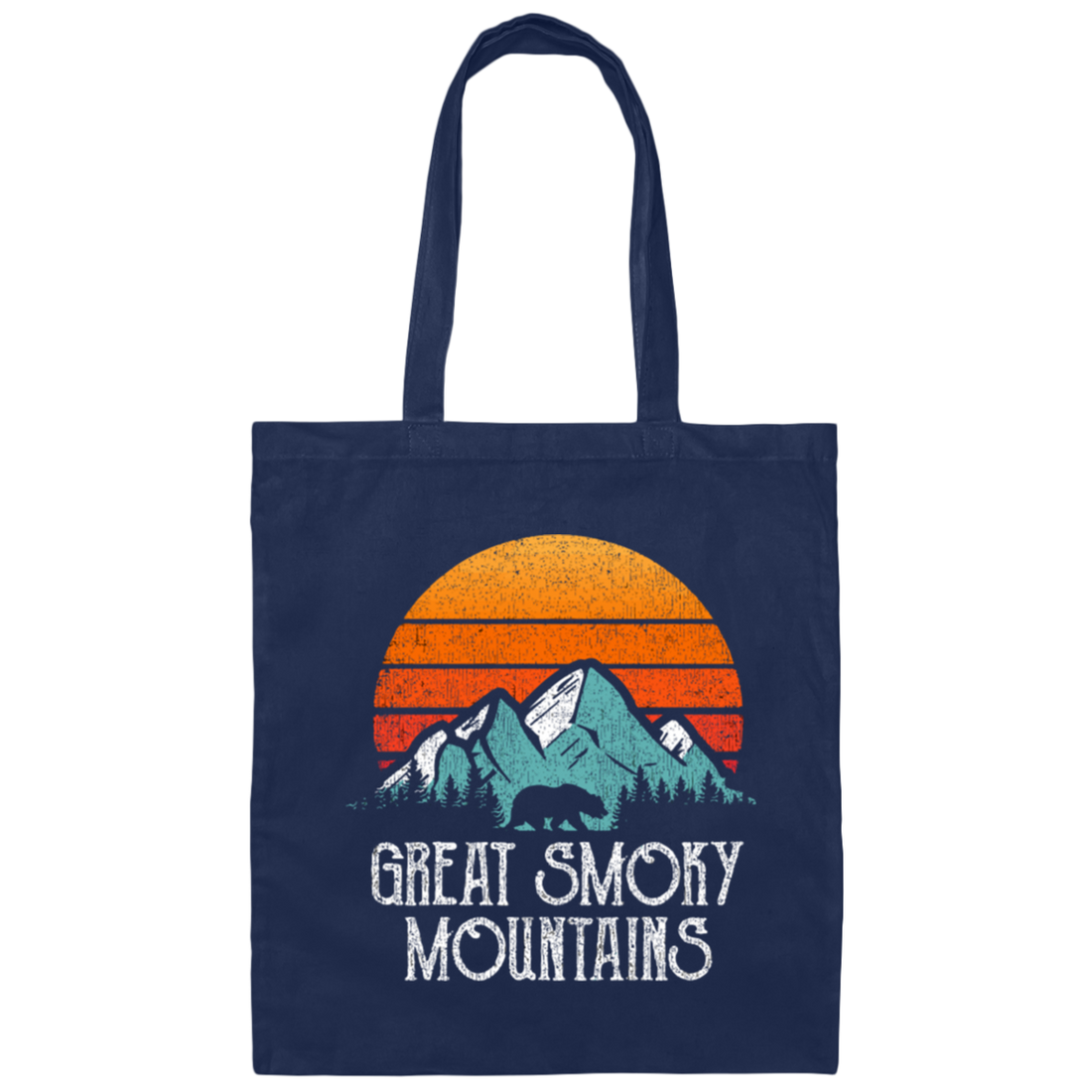 Retro Great Smoky Mountains National Park Bear Canvas Tote Bag