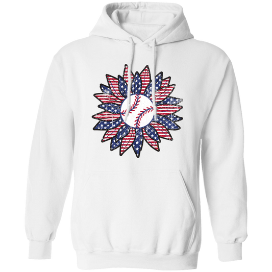 American Baseball, Sunflower Baseball, Leopard Sunflower-2 Pullover Hoodie