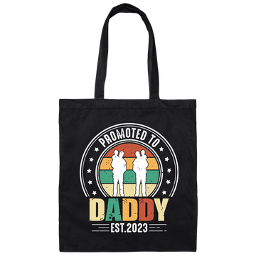 Promoted To Daddy, Retro Dad And Son, Father's Day Gifts Canvas Tote Bag
