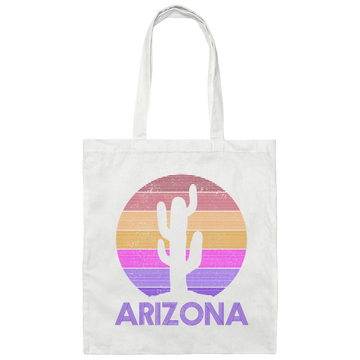Arizona Vintage Cactus, Retro Arizona Cactus Canvas Tote Bag