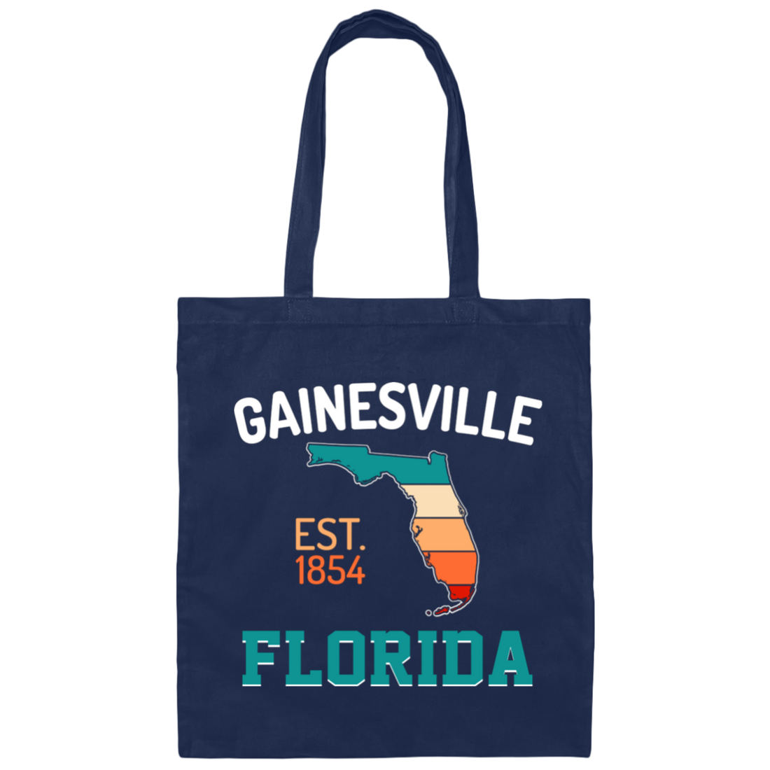 Gainesville, Florida, EST 1854, Retro Florida, American State Canvas Tote Bag