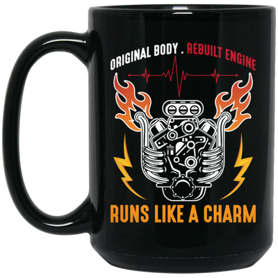 Mechanic Motor Engine, Motorsport Love Gift, Runs Like A Charm Black Mug