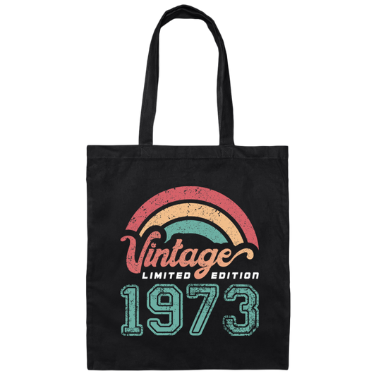 Vintage 1973, Rainbow 1973, Love Gift 1973, Limited Edition 1973 Canvas Tote Bag