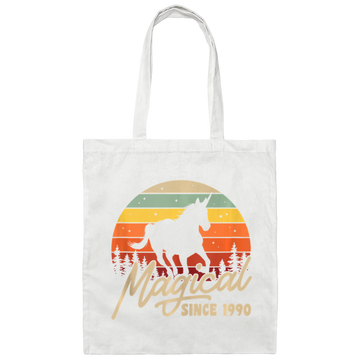 30th Birthday Gift Magical Since 1990, Vintage Birthday Gift Canvas Tote Bag