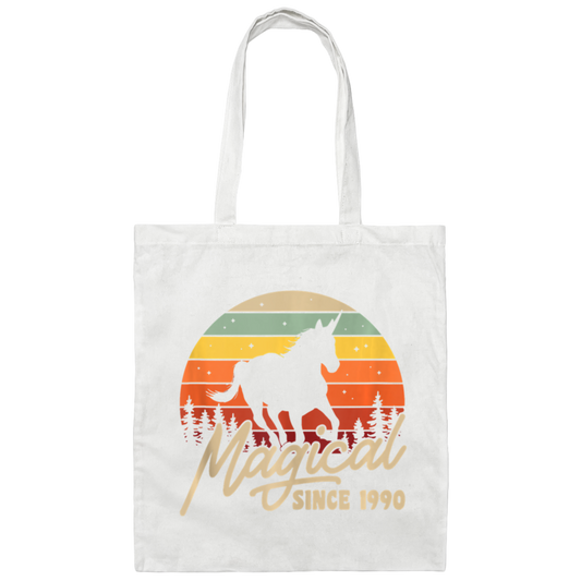 30th Birthday Gift Magical Since 1990, Vintage Birthday Gift Canvas Tote Bag