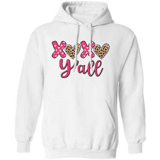 Xoxo Valentine, Love Y'All, Leopard Valentine, Valentine Gift, Valentine's Day, Trendy Valentine Pullover Hoodie