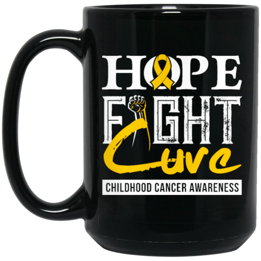 Childhood Cancer Awareness, Hope Fight Cuve, Healing Childhood Black Mug
