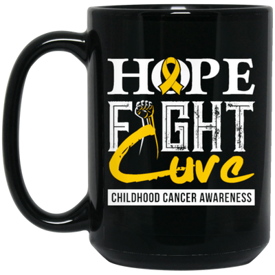 Childhood Cancer Awareness, Hope Fight Cuve, Healing Childhood Black Mug