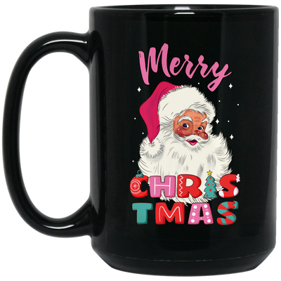 Cute Santa, Pinky Santa, Glance Santa Claus, Santa Face, Merry Christmas, Trendy Christmas Black Mug