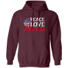 Peace Love American, American Flag, American Sunflower Pullover Hoodie