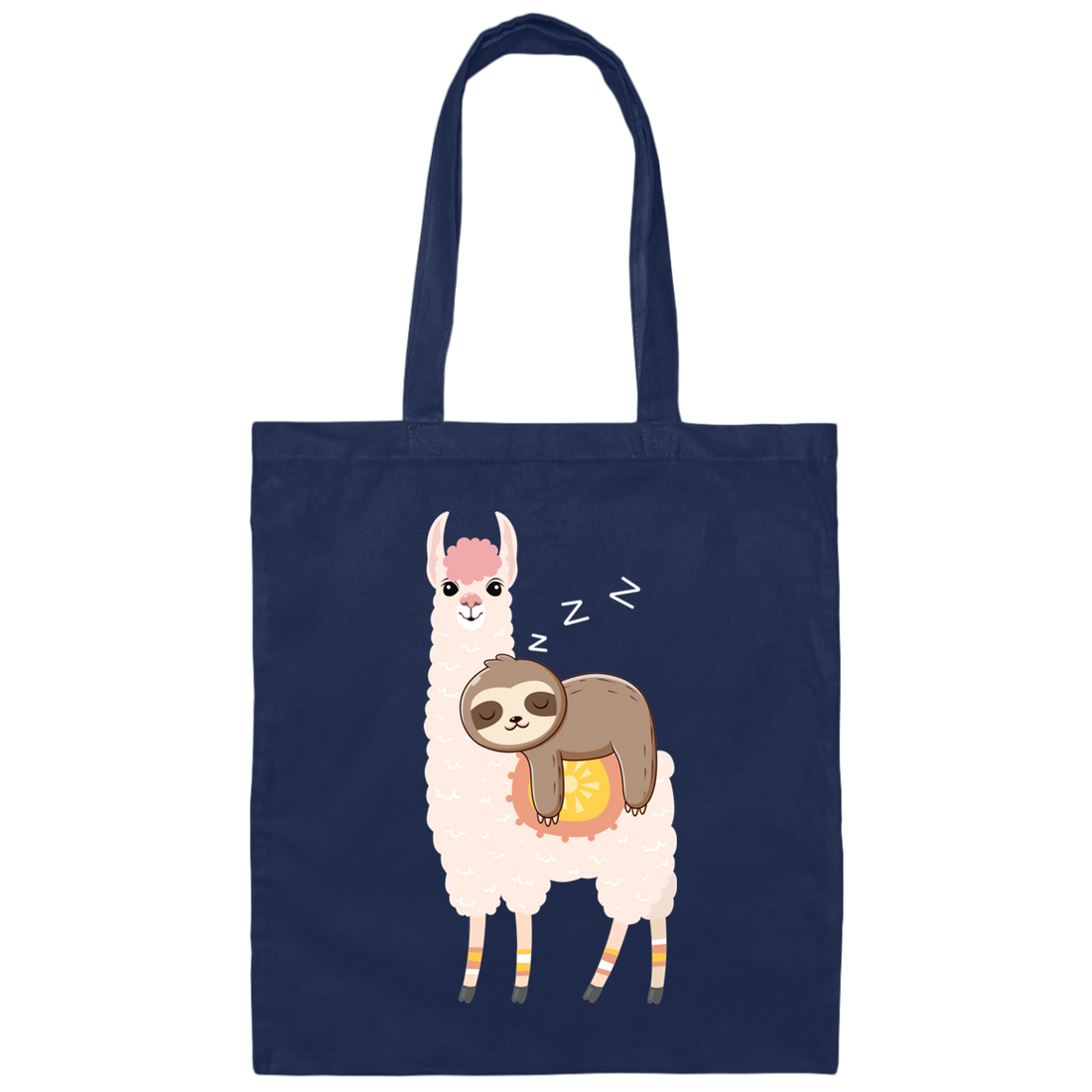 Sloth Laying On Llama, Sloth Sleeping, Cute Llama Canvas Tote Bag