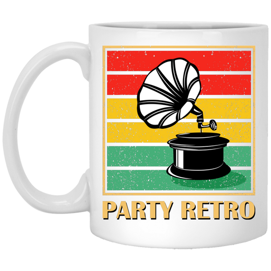 Retro Grammophone, Party Retro, Retro Music White Mug