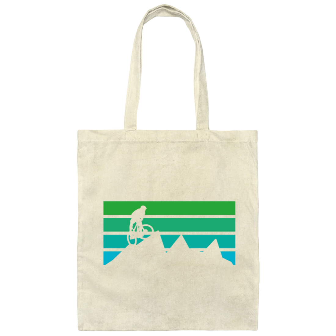 Mountains Vintage, Old With Mountain Bikers, Cycling Family, Green Moutain Canvas Tote Bag