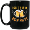 Don't Worry, Beer Happy, Cheer Up, Beer Retro Black Mug